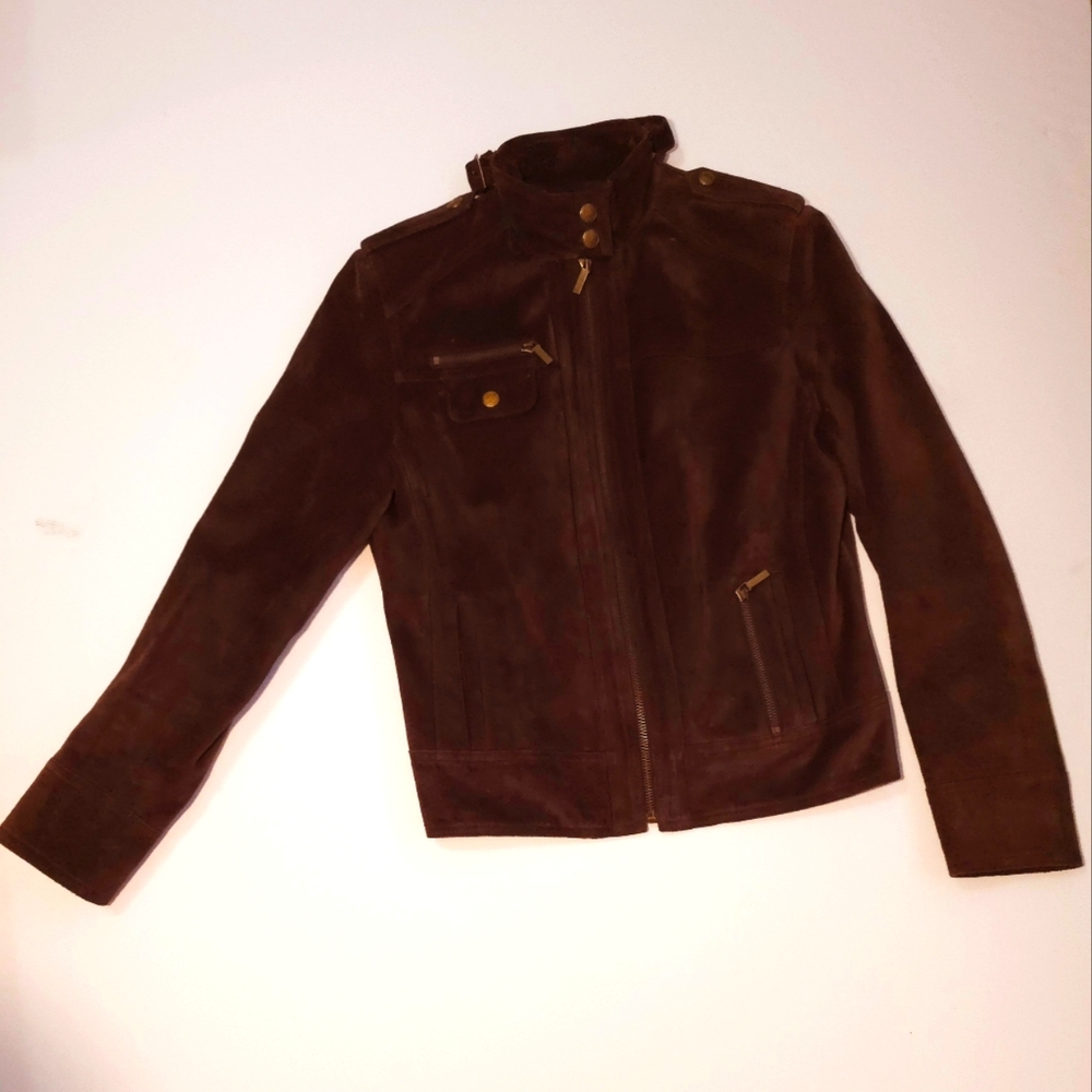 Anne Klein Chocolate Suede Jacket (Petite Medium)